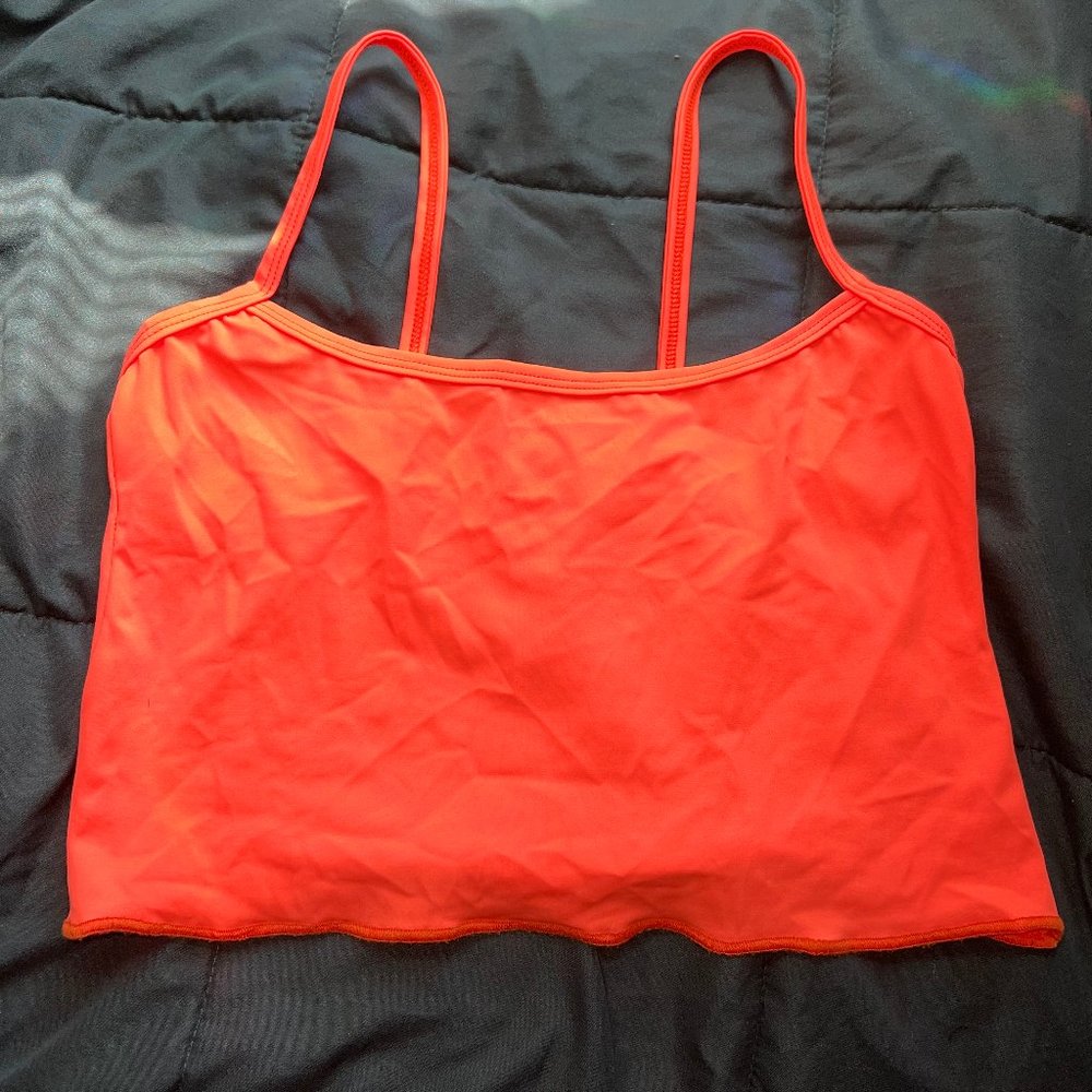 Rave With Mi Gente Neon Orange Crop Rave Crop Top Bathing Suit Top